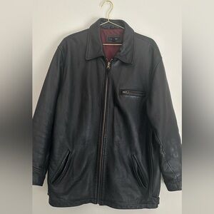Colebrook Vintage 1990s Black 100% Leather Jacket Size L Gold Hardware